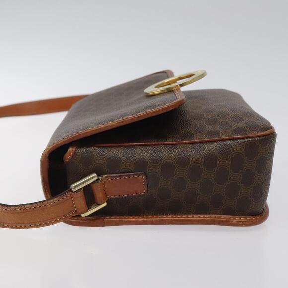 CELINE Macadam Canvas Circle Shoulder Bag Pvc Leather Brown Gold - Picture 5 of 12